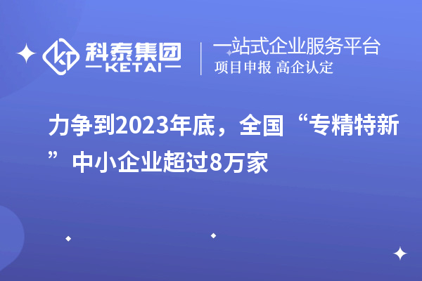 力爭(zhēng)到2023年底，全國(guó)“專精特新”中小企業(yè)超過(guò)8萬(wàn)家