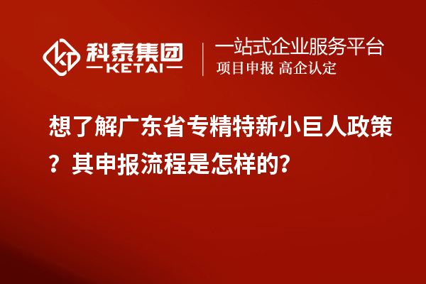 想了解廣東省專精特新小巨人政策？其申報(bào)流程是怎樣的？