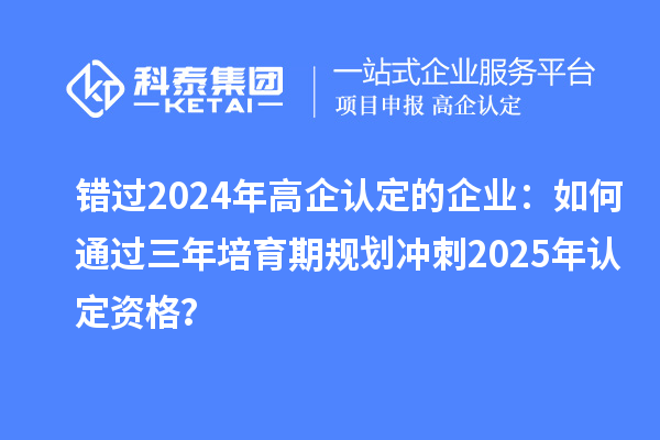 錯過2024年高企認定的企業(yè)：如何通過三年培育期規(guī)劃沖刺2025年認定資格？