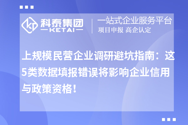 上規(guī)模民營企業(yè)調(diào)研避坑指南：這5類數(shù)據(jù)填報(bào)錯(cuò)誤將影響企業(yè)信用與政策資格！