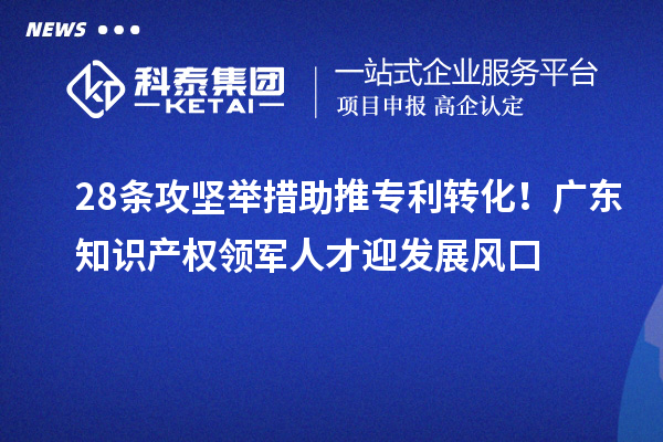 28條攻堅舉措助推專利轉(zhuǎn)化！廣東知識產(chǎn)權(quán)領(lǐng)軍人才迎發(fā)展風口